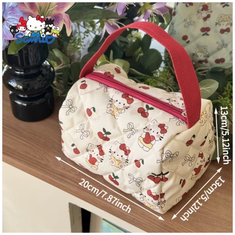 NWT Hello Kitty Large-Capacity Toiletry Bag Red Cat Cherry Heart Cartoon Y2K